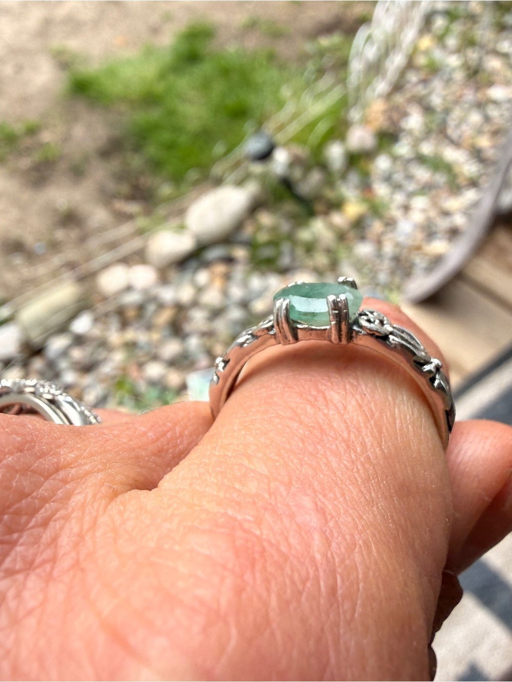 Sterling Silver Natural Colombian Emerald Oval Celtic Ring Sz9 - Picture 8 of 12